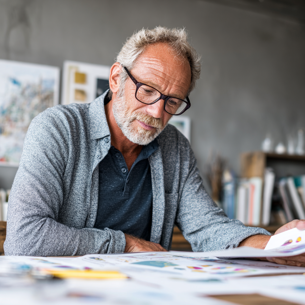 Older adult man reviewing personalized development plan
